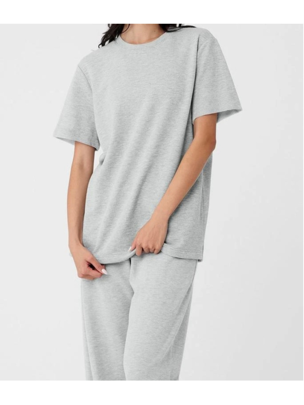 ALO Yoga The Chill short sleeve French Terry heather gray size medium